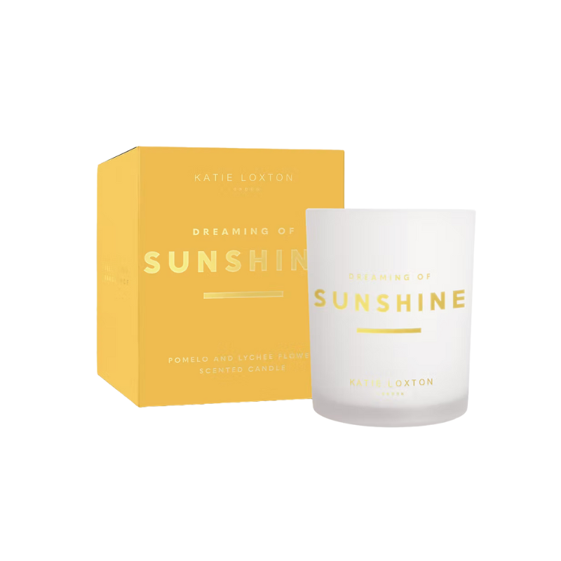 Katie Loxton Dreaming of Sunshine Candle with pomelo and lychee flower fragrance.