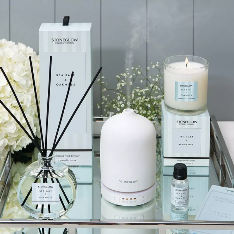 Stoneglow Sea Salt & Oakmoss Scented Candle in jar, 200g