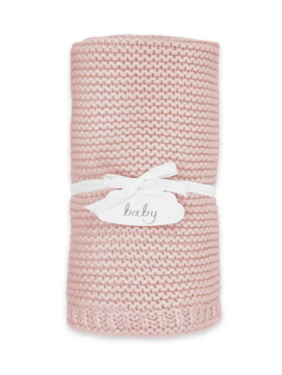 Katie Loxton pink cotton knitted baby blanket.