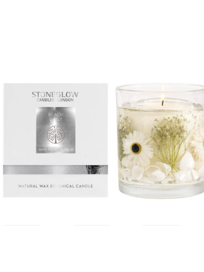 Beach Daisy scented gel candle by Stoneglow with natural wax and botanicals.