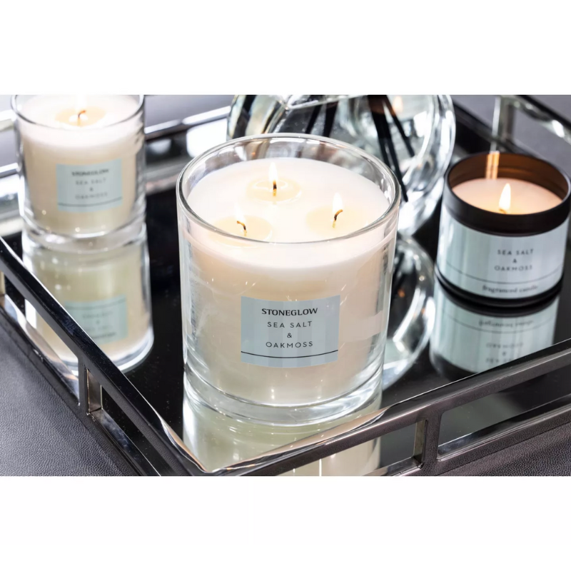 Stoneglow Sea Salt & Oakmoss Scented Candle in jar, 200g