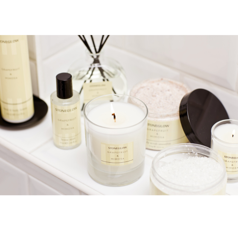 Stoneglow Grapefruit & Mimosa jar candle with citrus and floral fragrance, 200g