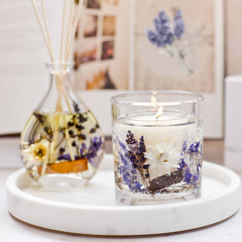 Stoneglow Nature’s Gift Lilac & Lavender natural wax gel candle tumbler.