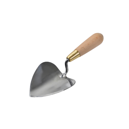 Sophie Conran heart-shaped stainless steel garden trowel with FSC beech wood handle and brass ferrule in presentation gift box.