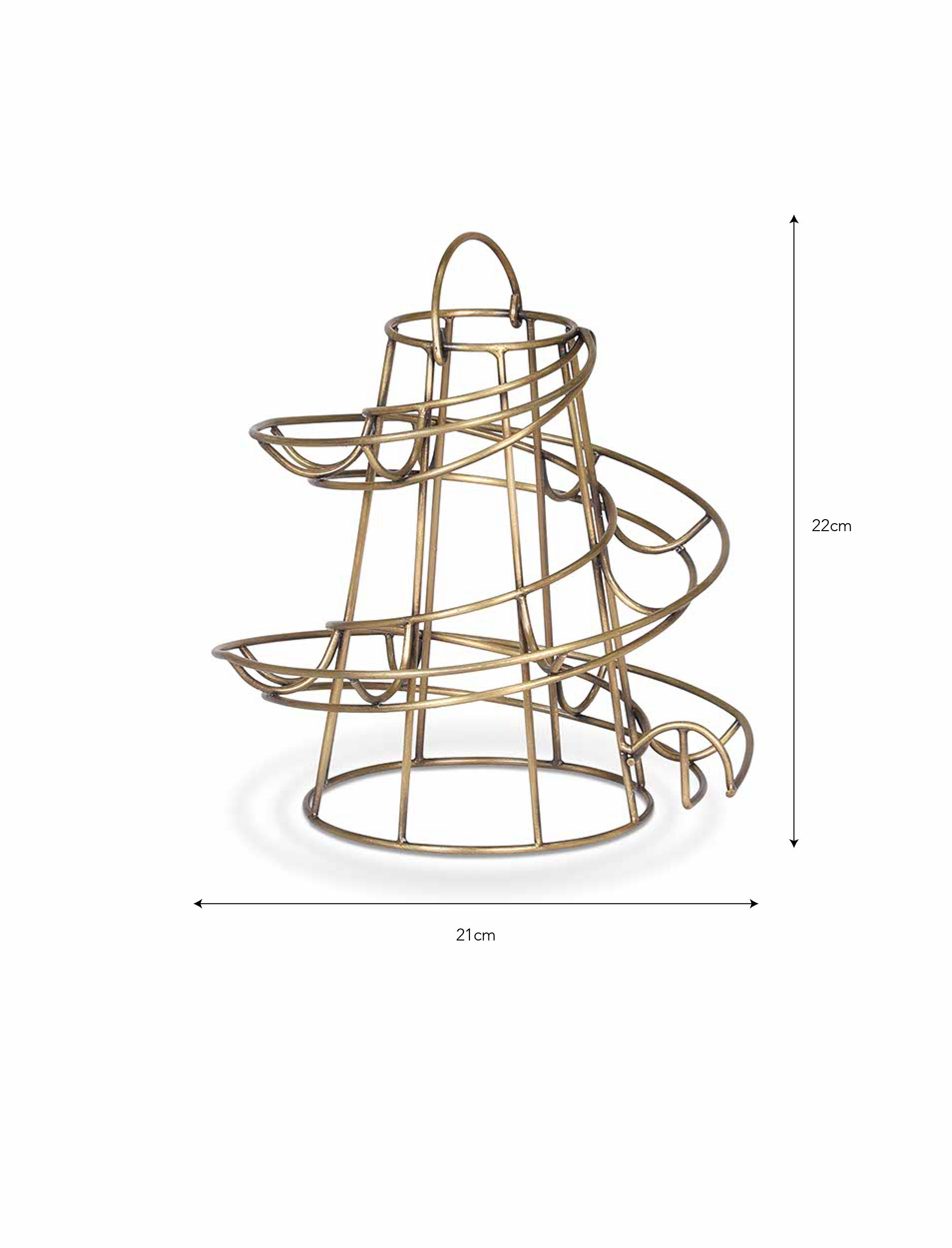 Garden Trading Brompton wirework egg holder with antique brass finish and carry handle holding up to 16 eggs.